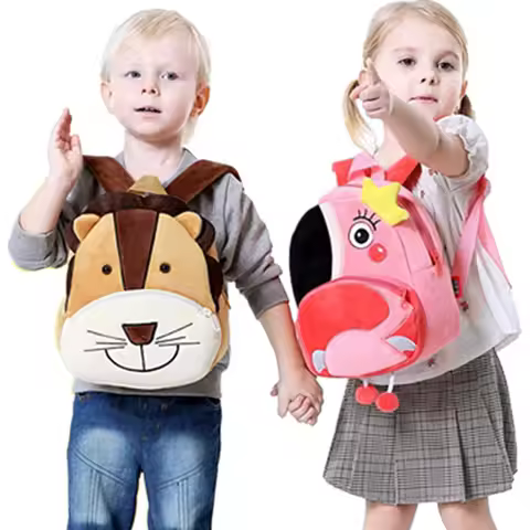 26*24*10cm Small Cartoon Animal Plush Backpack 2~4 Years Old Kindergarten Schoolbags Children Should