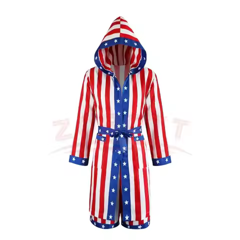 ❤ ★ ❤ American Flag Boxing Costume for Adults, with Rocky Balboa Short Robe, Independence Day Cospla