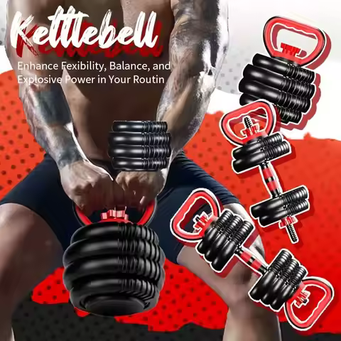 4-in-1 adjustable weight dumbbell set, dumbbells, barbells, kettlebells, prone push-up mode, 10kg/15
