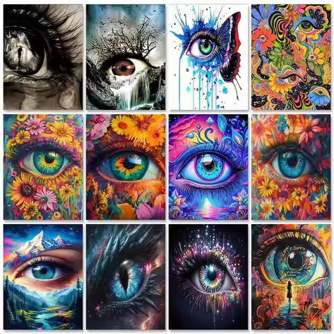 GATYZTORY 40x50cm Painting By Numbers Paint Kit Eyes Scenery Drawing By Numbers For Adults Pictures 