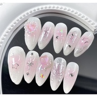 Gel Nails White Pink Cute And Clear y2k