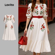 Lovito Boho Dress Resort Style Spring/summer Dress for Women LK3LD494 Lovito Kākahu Boho Kāhua Harar