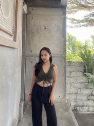 LUCY TANKTOP RIB SERUT KERAH V NECK ATASAN TANKTOP HALTER WANITA