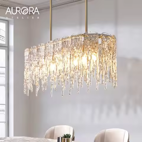 Light Luxury Icicle Fashion All Copper Dining Room Chandelier Simple Modern Bar Lamp Creative Art Re