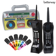 Betterway Vintage Inflatable Portable Phone Toy Thickened PVC Reusable Simulated Radio Microphone Model Toy Retro Theme Party Photo Props