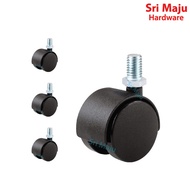 MAJU T4-S03 (4’s) Twin Wheel Caster 40mm 3/8” Thread Screw Stem Coffee Meja TV Table Chair Skru Roda