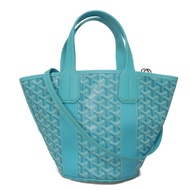 สินค้ามือสอง GOYARD เบลารา PM ทรงถัง หนังลูกวัว 2WAY กระเป๋าถือสะพายไหล่ ลายเฮอริ่งโบน สีเทอร์ควอยซ์