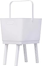Kokubo KL-212 Laundry Hamper, Basket, with Foot, White, Height 21.7 inches (55 cm), Made in Japan, C