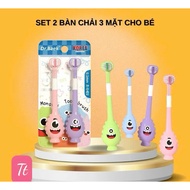 Dr.Baek 3-sided baby toothbrush Set of 2 smiley faces, 3-dimensional soft toothbrush for oral hygien