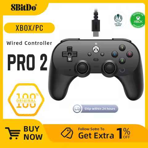 8BitDo - Pro 2 Wired Controller Hall Effect for Xbox Series, Series S, X, Xbox One, Windows 10, 11