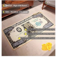 Million Dollar Blanket Funny Dollar Lunch Break Quilt Nap Fleece Selimut Baldu Gebu