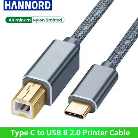 USB Type C to USB B 2.0 Printer Cable Braided Printer Scanner Cord For Canon Epson HP Samsung Printe