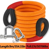 TEMU 23ton/23000kg Heavy-duty Towing Rope Kit | 50706lbs Tensile Strength With 2 Steel Hooks & Stora