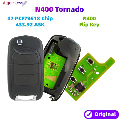 Alger-key Original Flip Key For N400 Tornado Folding Remote Key 433 ASK 47 PCF7961X Chip 2 Button