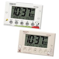 (日本代購)Snoopy Rhythm 座枱電子鬧鐘+溫度+濕度計+日曆 史露比 alarm clock
