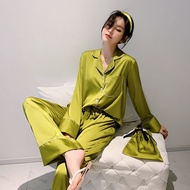 Daeyard Silk Pajama Sets For Women Luxury Long Sleeve Pyjamas Sleepwear Oversize 2 Pcs Button UP Pij