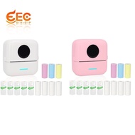 Mini Portable Printer, Inkless Sticker Printer with 12 Rolls Paper, Mini Thermal Printer for Notes/Photos/Stickers