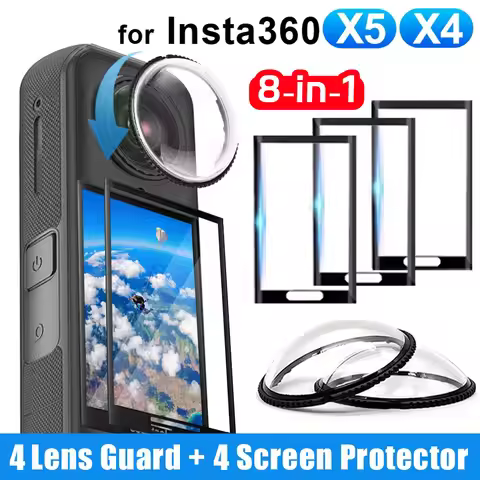 8in1 For Insta360 X5 X4 Rotating Lens Guard + Screen Protector Anti-scratch Protective Film for Inst