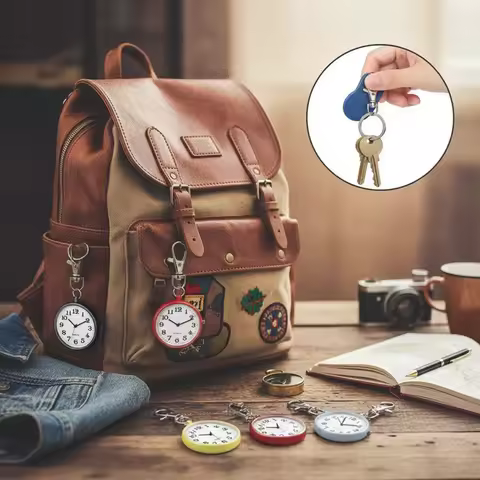 1 Pc Mini Retro Pocket Watch Metal Chain Old Man Nurse Keychain Portable Gift