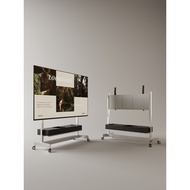 [in stock] Floor-standing Mobile TV Stand Stainless Steel with Wheels 65/75/85/100 Inch Retro TV Cab