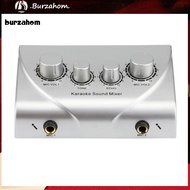 BUR_ Portable Dual Microphone Inputs Audio Sound Mixer for Amplifier Karaoke KTV