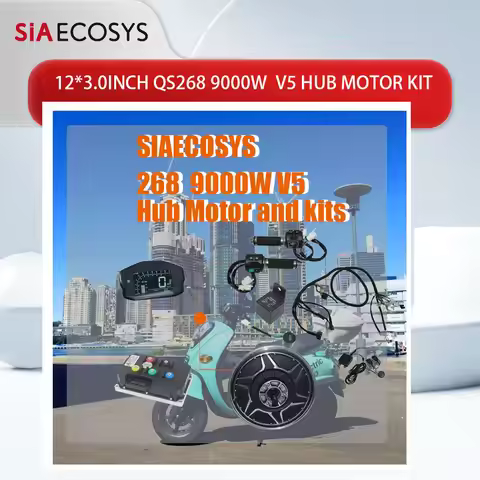 QS MOTOR New QS268 9000W 12*3.0inch V5 72V 160kph Hot Sale BLDC Hub Motor with ND721200 Controller f