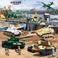Lego sesuai untuk siri Perang Dunia II T34/85 Tiger King Tank Normandy Battle Army memasang blok tek