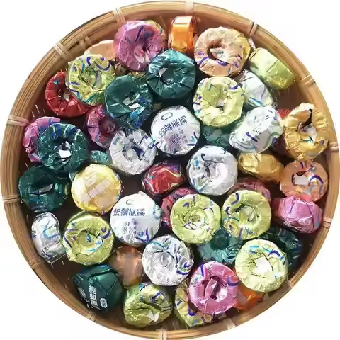 Portable Yunnan Various Puer Small Tea Cake Aluminum Foil Paper 6g/pcs Colored Pu'er Aluminum Foil P