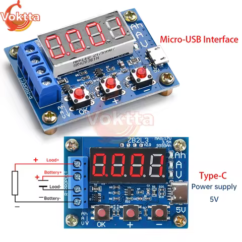 DC 4.5-6V Digital Battery Capacity Tester ZB2L3 Electronic Load Tester Voltage Resistance Detector T