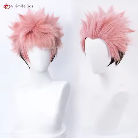 28cm Itadori Yuji Ryomen Sukuna Cosplay Wig Short Pink Black Itadori Yuji Anime Wigs Heat Resistant 