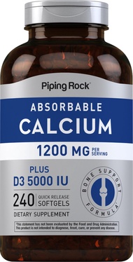 Calcium 1200 mg with Vitamin D3 | 240 Softgels | Absorbable Calcium Carbonate Pills | Non-GMO, Glute