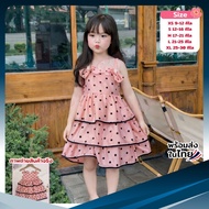 Cute Girls' Clothing Pink Polka Dot Dress Layered Skirt Fashionable Children's Weight 9-30 Kg. Code 
