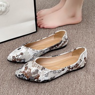 Pointed Toe Shoes Fashion Slip-On Flat Printed Ethnic Women's Shoes Large Size Ethnic Style