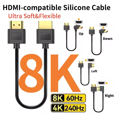 90 Degree HDMI-compatible 2.1 Cable 48Gbps 8K 60Hz 4K 240Hz HDCP ARC HDR Compatible with Roku TV/PS5