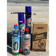 KOBY MOTOCARE PRODUCTS (Chain Kit, Tire Sealant, Inflator)