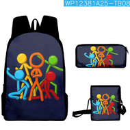 กระเป๋าเป้สะพายหลัง VBNGF Alan Becker Merch 3ชิ้นชุด Daypack นักเรียนกระเป๋าสะพายสำหรับทั้งชายหญิงกร