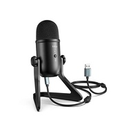 FIFINE USB Microphone Condenser Microphone Unidirectional 3.5mm With Earphone Jack Adjustable Volume of Input Output Rotating Microphone Stand Angle 360° Adjustable, AB Type USB