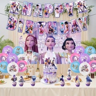 Kpop Demon Huntrix Party Decoration Creative Demon Hunters Birthday Party Banner Pull Flag Balloons 