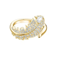 Swarovski Full Diamond Mysterious Feather Open Ring Female Asymmetric Ring Female