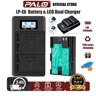 PALO LP-E6 Camera Battery 2850mAh + LCD Dual Charger For Canon EOS R6 Mark II R5 R7 5D4  6D2 R6 90D