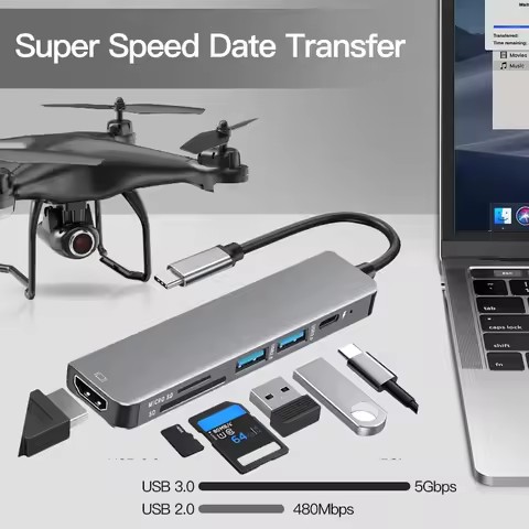 Type C Hub to 4K HDMI-Compatible USB 3.0 2.0 USB C PD Charging Dock for MacBook iPad Samsung S10 Dex