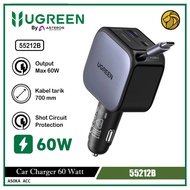 UGREEN 60W Car Charger Retractable Type C Fast Charging 55212B 25845