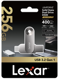 Lexar® JumpDrive® 固態雙硬碟 D500 256GB USB 3.2 Gen 1 Type-C