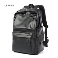 Leacat Men Backpack Pu Leather Fashion Waterproof Travel Bag Casual 14 inch laptop backpack