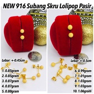 NEW GOLD 916 EARRINGS Subang Skru Lolipop Licin & Pasir 0g 1g 271025 SH87
