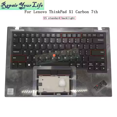 Palmrest C-Cover with Backlit Keyboard for Lenovo X1 Carbon 7th Gen Thinkpad 20QD 20QE US English Ru