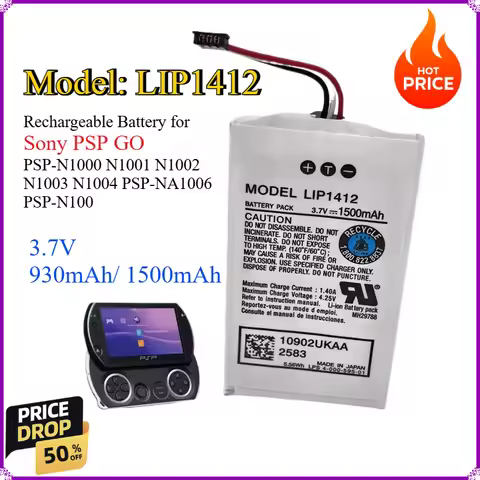 LIP1412 930mAh 1500mAh 3.7V Rechargeable Battery for Sony PSP GO PSP-N1000 N1001 N1002 N1003 N1004 P