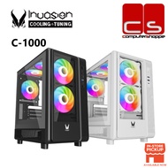 Invasion C-1000 Compact M-ATX Gaming Case - Black/White (AURORA FAN)