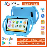 2025 New 7 Inch Kids Tablet with Cartoon Proof Case 5G WiFi Google Learning Education Tablet PC 4GB 