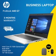 HP ProBook 440 G7-  Core i5-10th Gen, 8GB RAM, 256GB SSD, Windows 11, 14-inch - 3 Months Warranty